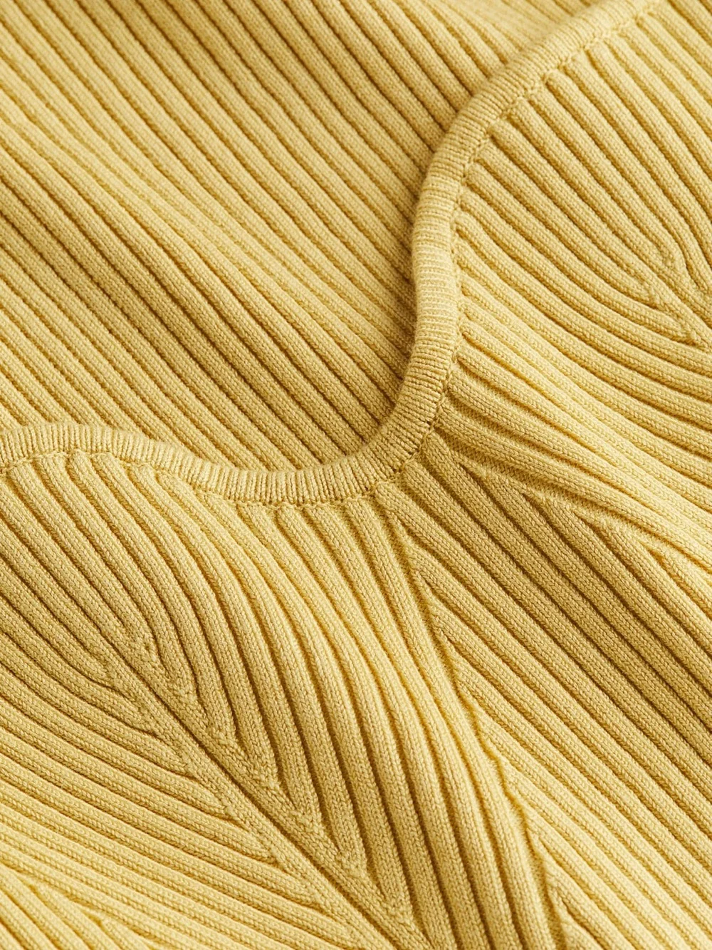 H&M Women’s Dusty Yellow Rib Knit Top, Size Small - Picture 2 of 11